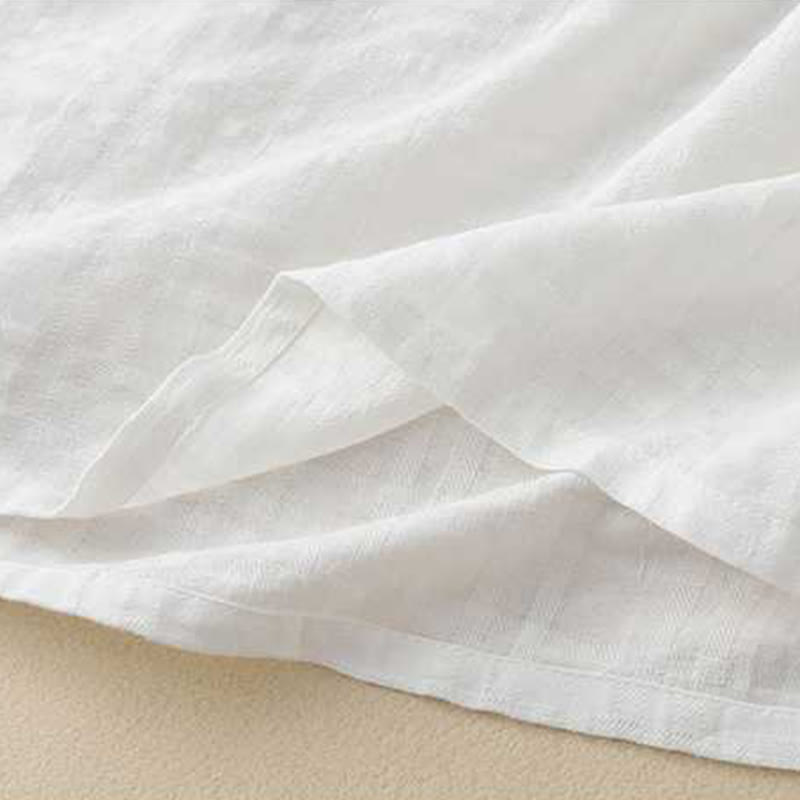 Grounded Cotton Linen Stand Collar Meditation Midi Dress