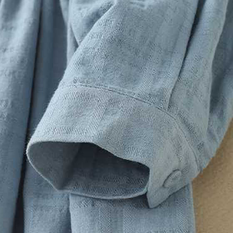 Grounded Cotton Linen Stand Collar Meditation Midi Dress
