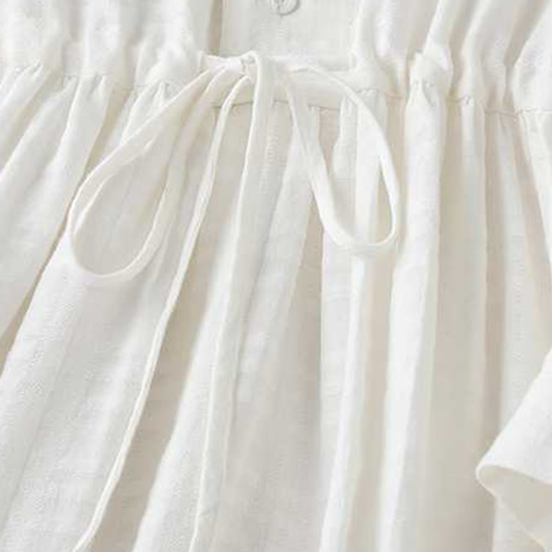 Grounded Cotton Linen Stand Collar Meditation Midi Dress