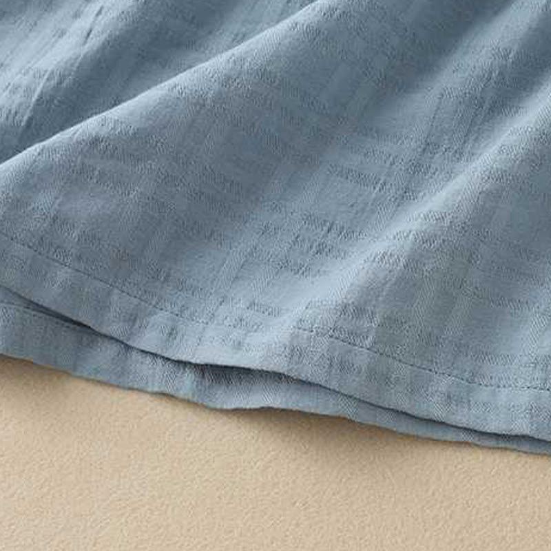 Grounded Cotton Linen Stand Collar Meditation Midi Dress