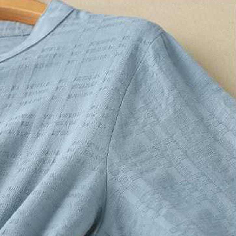 Grounded Cotton Linen Stand Collar Meditation Midi Dress