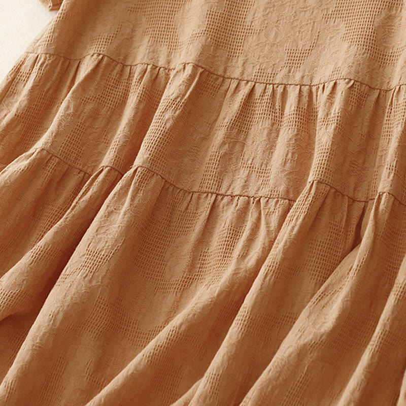 Tactile Cotton Blend Minimalist Grounding Midi Dress