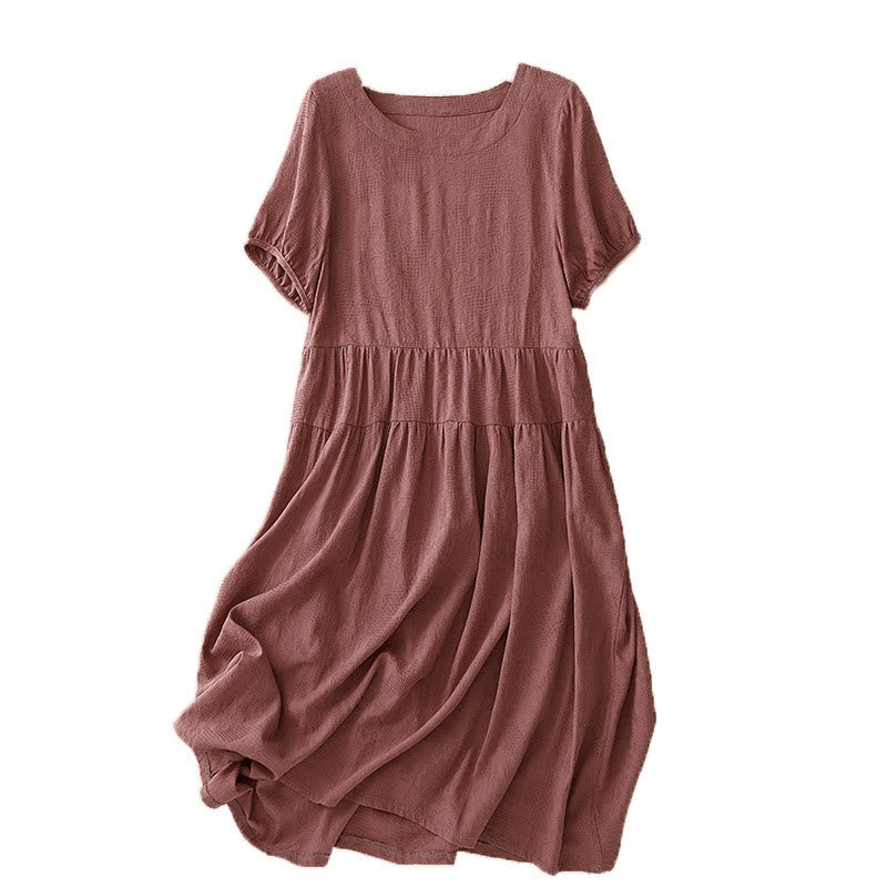 Tactile Cotton Blend Minimalist Grounding Midi Dress