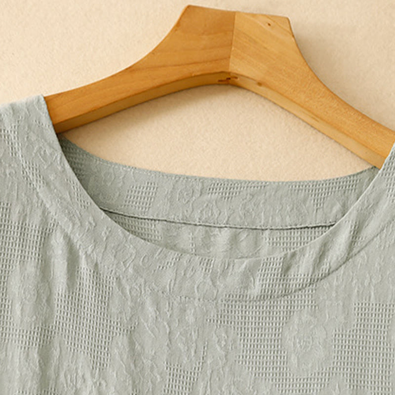 Tactile Cotton Blend Minimalist Grounding Midi Dress