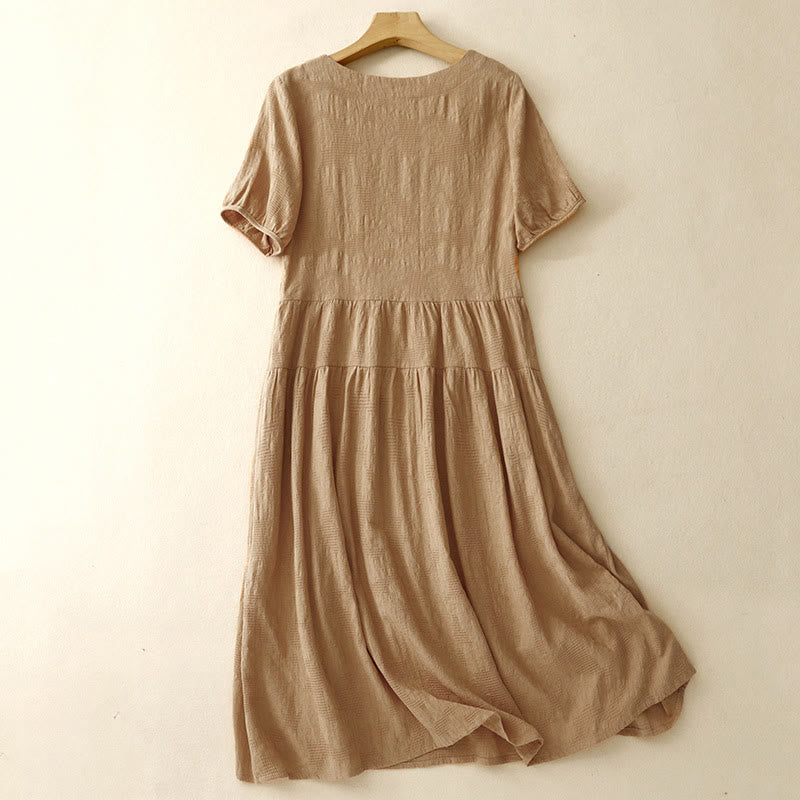 Tactile Cotton Blend Minimalist Grounding Midi Dress