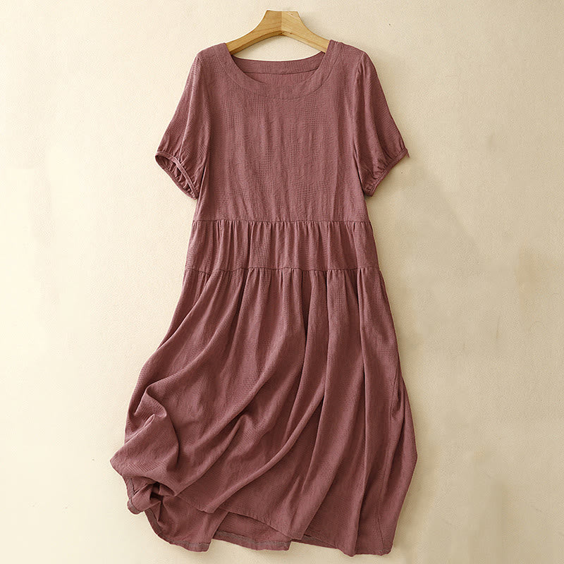 Tactile Cotton Blend Minimalist Grounding Midi Dress