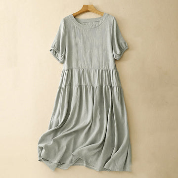 Tactile Cotton Blend Minimalist Grounding Midi Dress