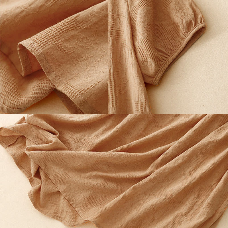 Tactile Cotton Blend Minimalist Grounding Midi Dress