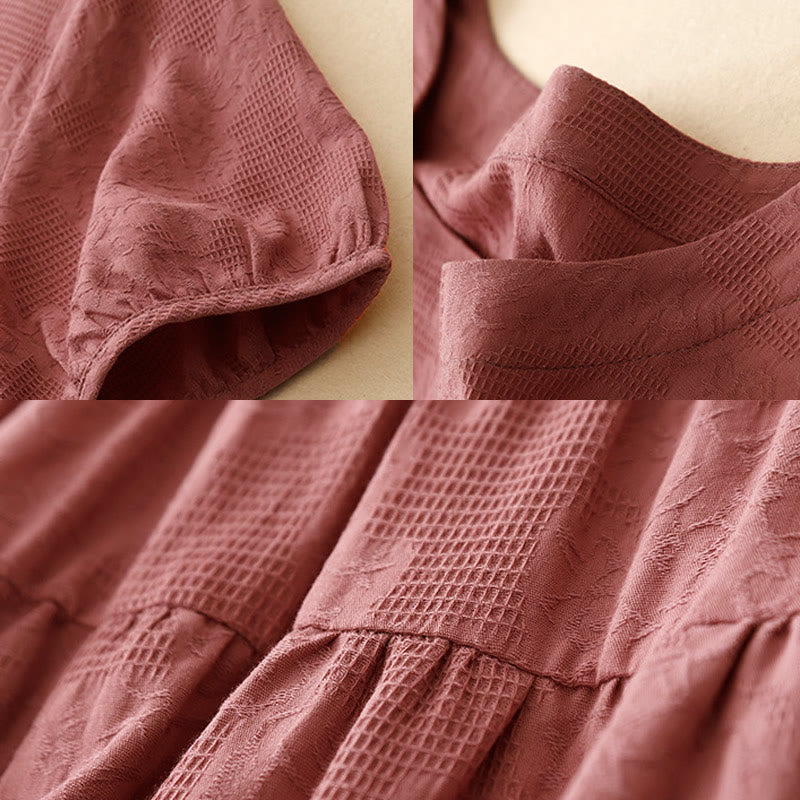 Tactile Cotton Blend Minimalist Grounding Midi Dress
