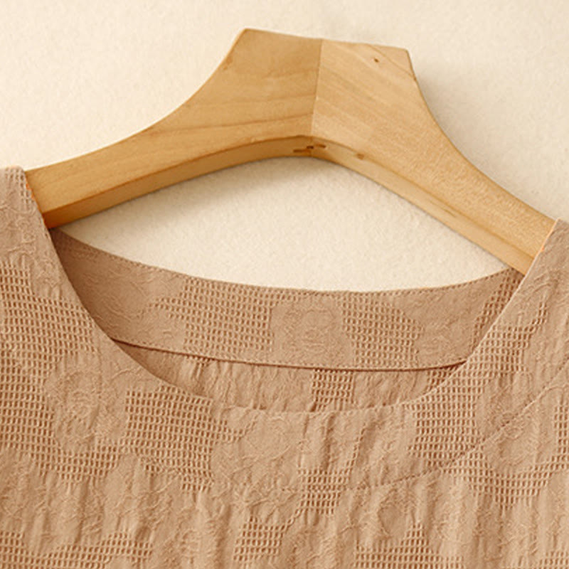 Tactile Cotton Blend Minimalist Grounding Midi Dress