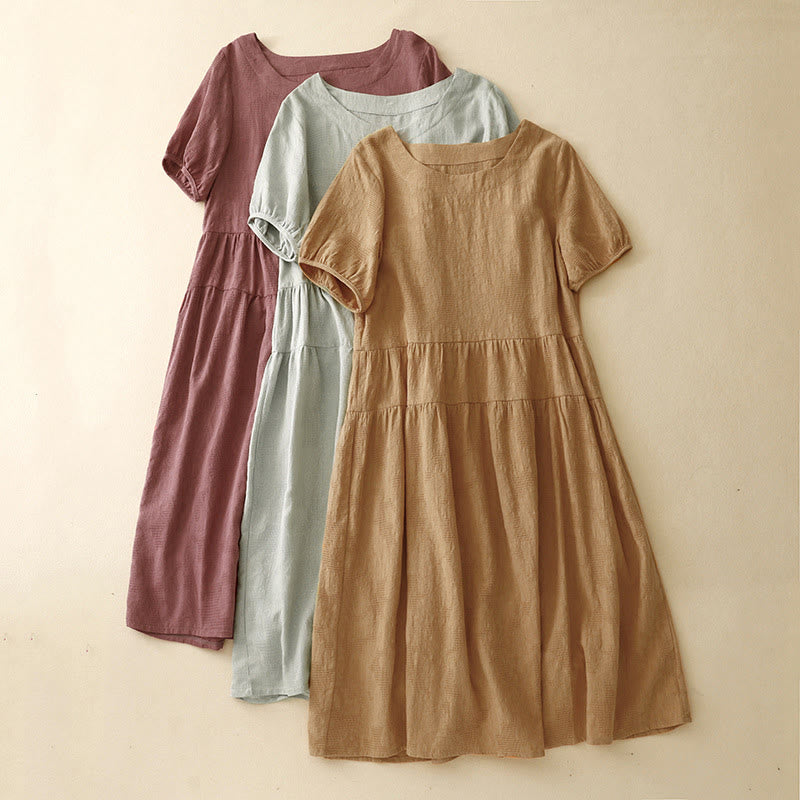Tactile Cotton Blend Minimalist Grounding Midi Dress