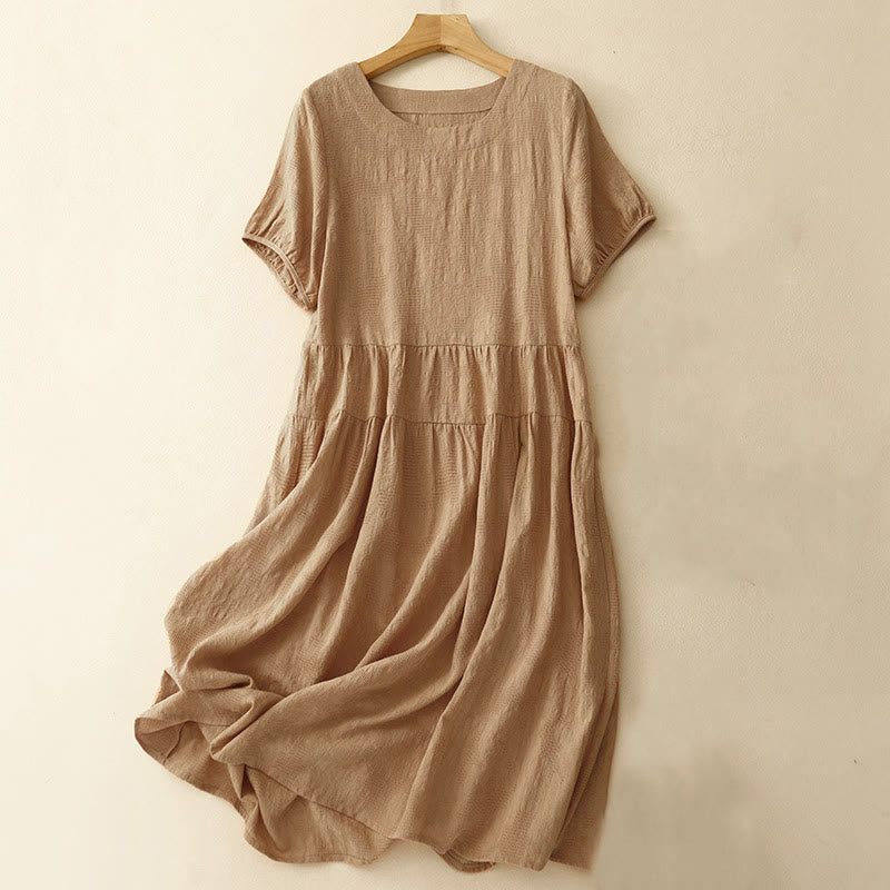 Tactile Cotton Blend Minimalist Grounding Midi Dress