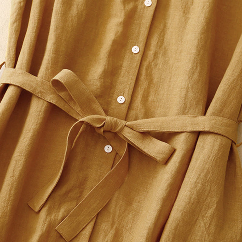 Breathable Cotton Sleeveless Lapel Mindful Midi Dress Cardigan