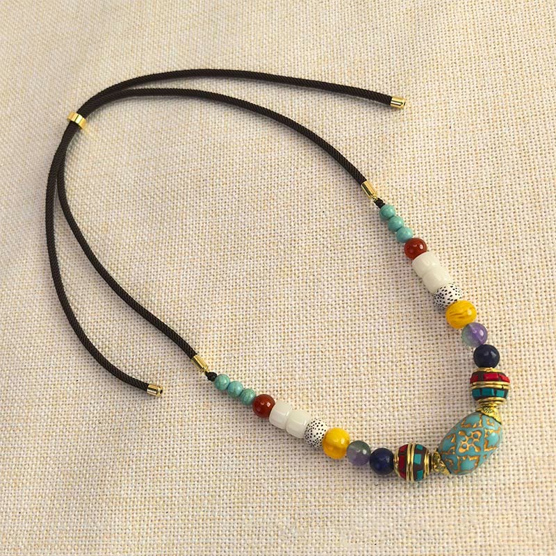 Tibetan Handmade Turquoise Beads Balance Necklace Pendant