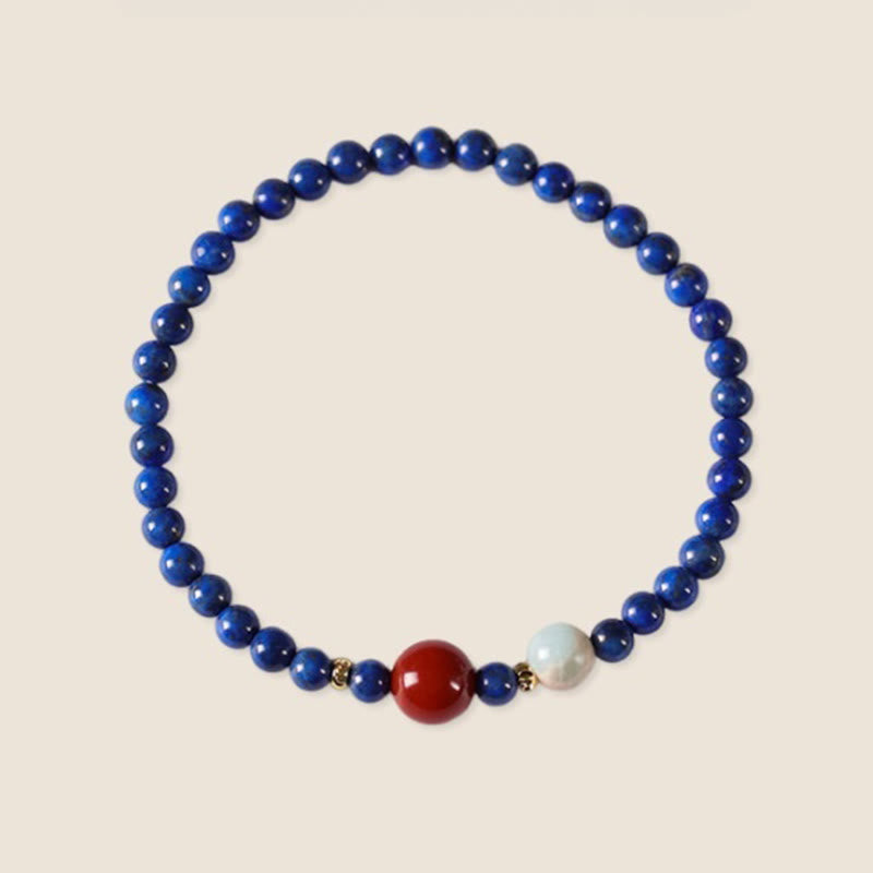 Minimalist Ultra-Thin Lapis Lazuli Red Agate & Shoushan Stone Beaded Bracelet