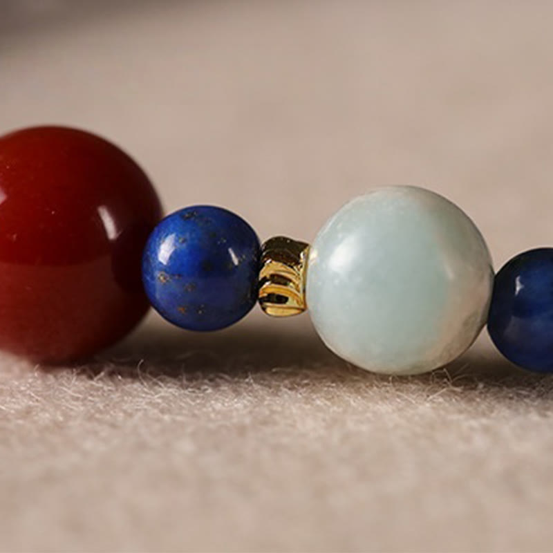 Minimalist Ultra-Thin Lapis Lazuli Red Agate & Shoushan Stone Beaded Bracelet