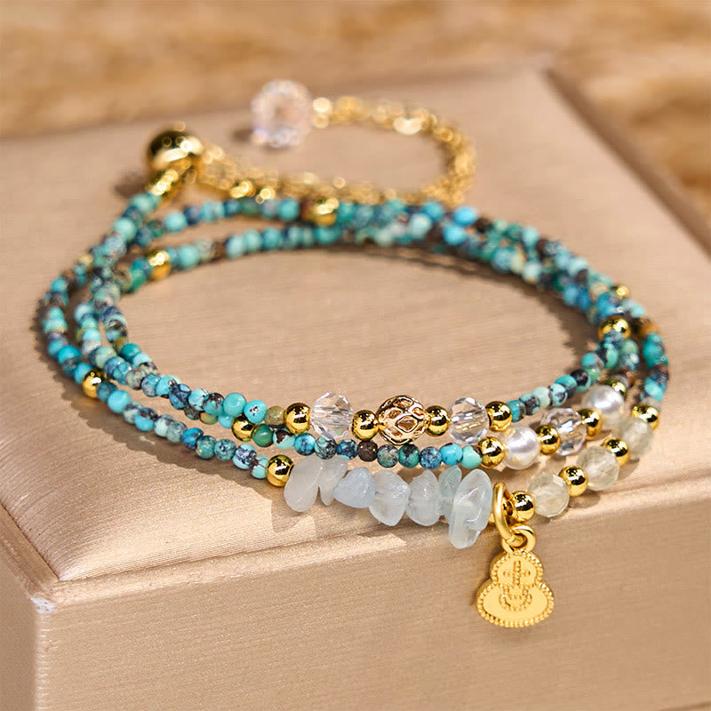 Turquoise Beaded Strength Triple Wrap Bracelet