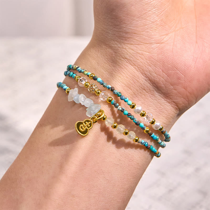 Turquoise Beaded Strength Triple Wrap Bracelet