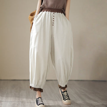 Tactile Cotton Linen Tapered Grounding Harem Pants