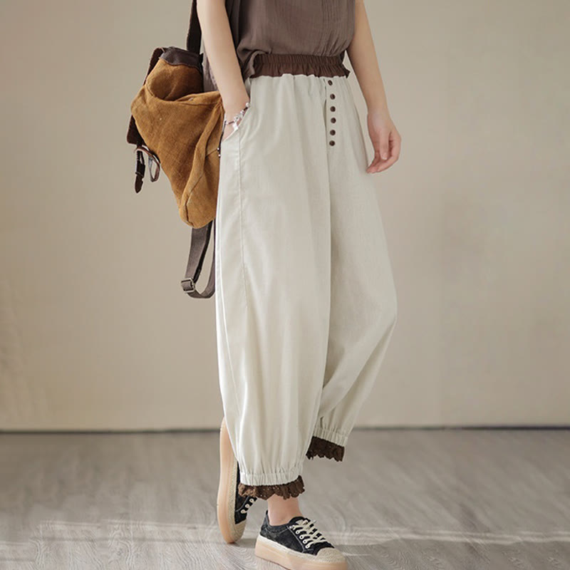 Tactile Cotton Linen Tapered Grounding Harem Pants
