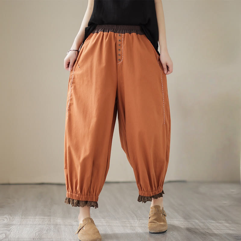 Tactile Cotton Linen Tapered Grounding Harem Pants