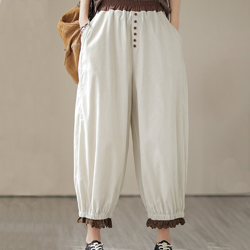 Tactile Cotton Linen Tapered Grounding Harem Pants