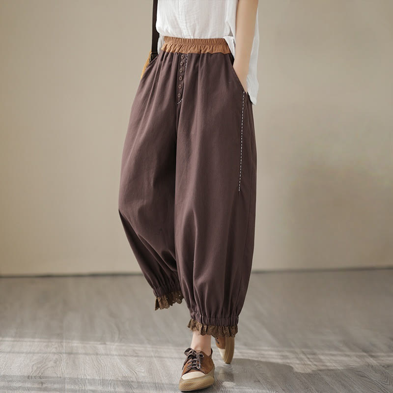 Tactile Cotton Linen Tapered Grounding Harem Pants