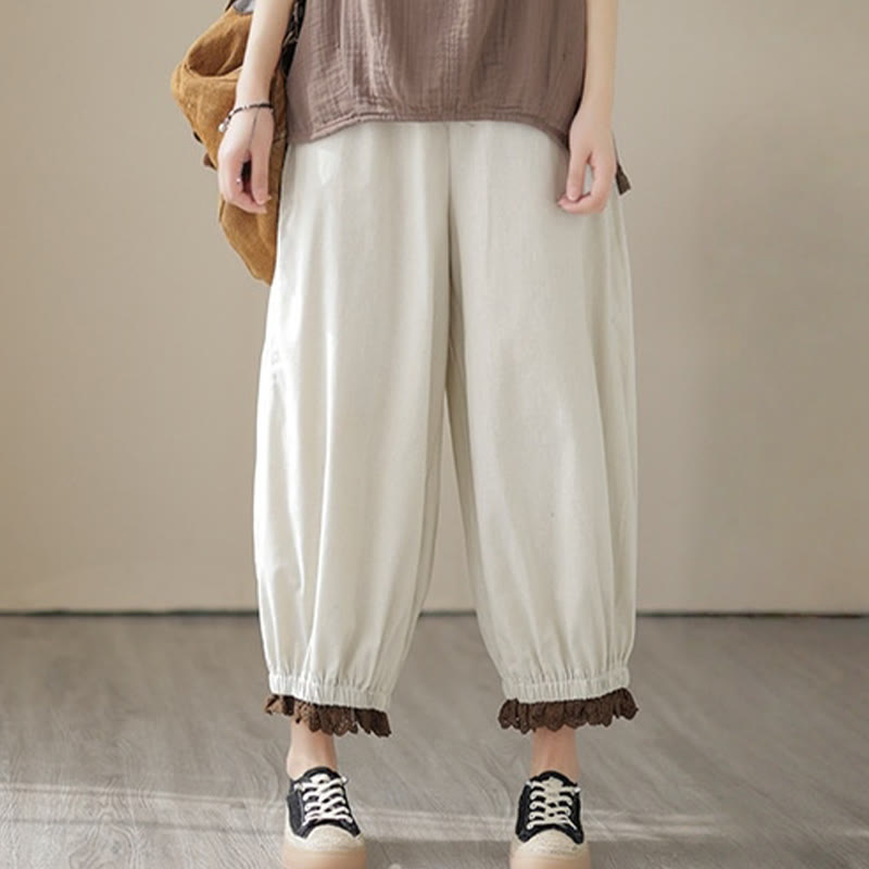 Tactile Cotton Linen Tapered Grounding Harem Pants