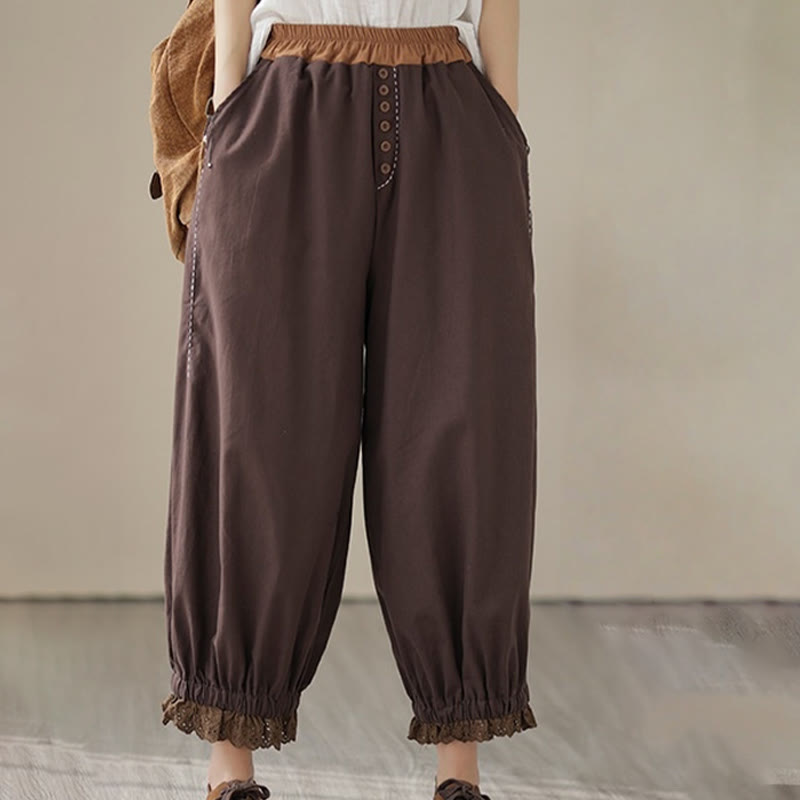 Tactile Cotton Linen Tapered Grounding Harem Pants