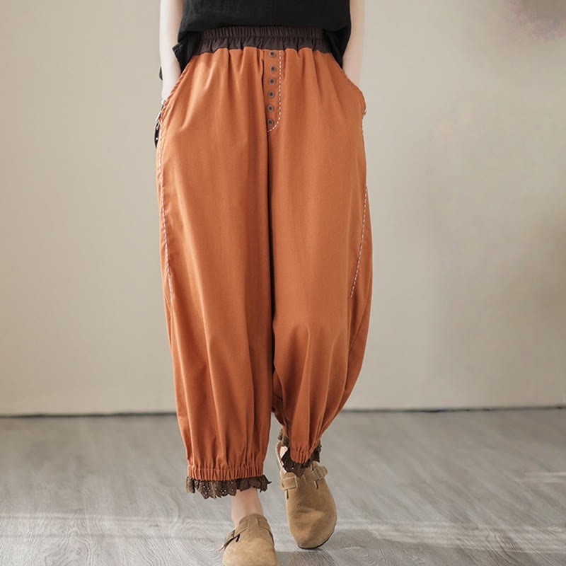 Tactile Cotton Linen Tapered Grounding Harem Pants
