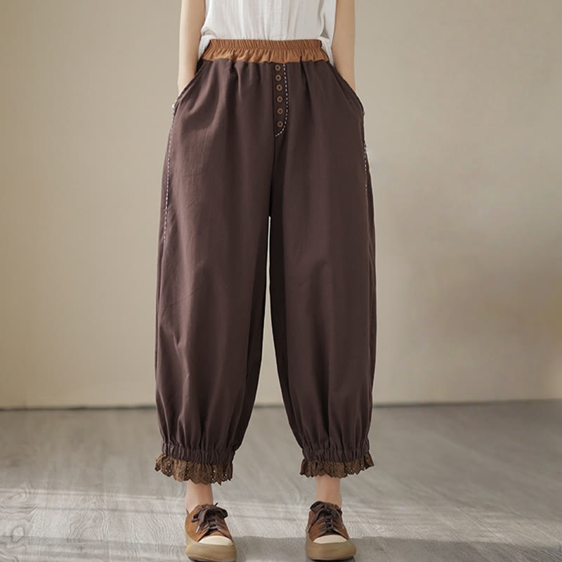 Tactile Cotton Linen Tapered Grounding Harem Pants