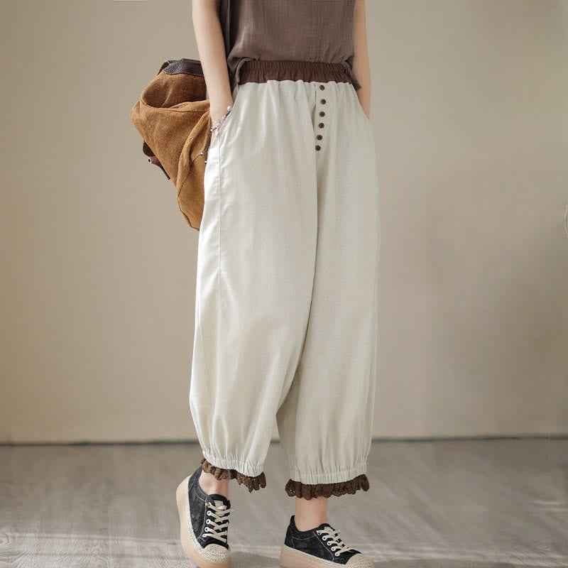 Tactile Cotton Linen Tapered Grounding Harem Pants