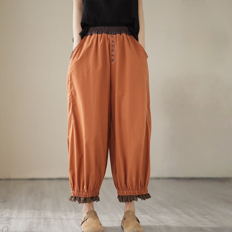 Tactile Cotton Linen Tapered Grounding Harem Pants