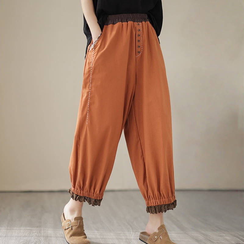 Tactile Cotton Linen Tapered Grounding Harem Pants