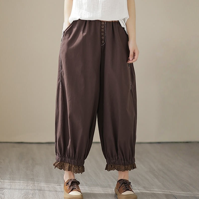 Tactile Cotton Linen Tapered Grounding Harem Pants