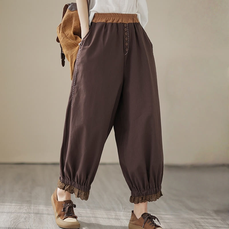 Tactile Cotton Linen Tapered Grounding Harem Pants