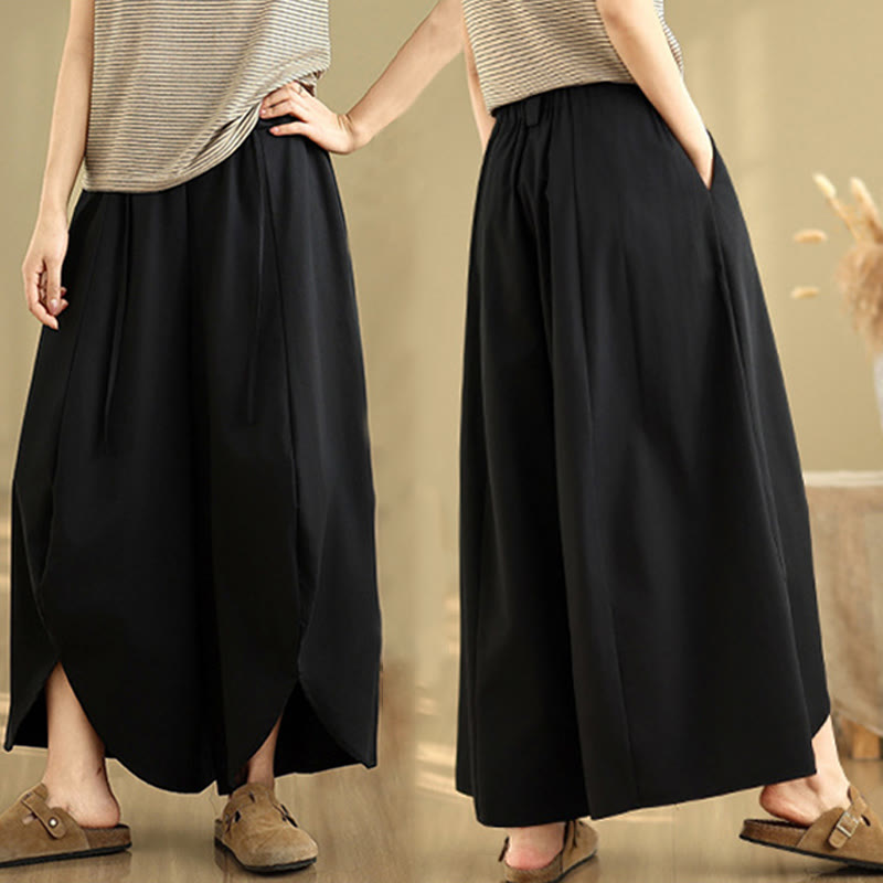 Breathable Split Wide-Leg Grounding Pants with Pockets