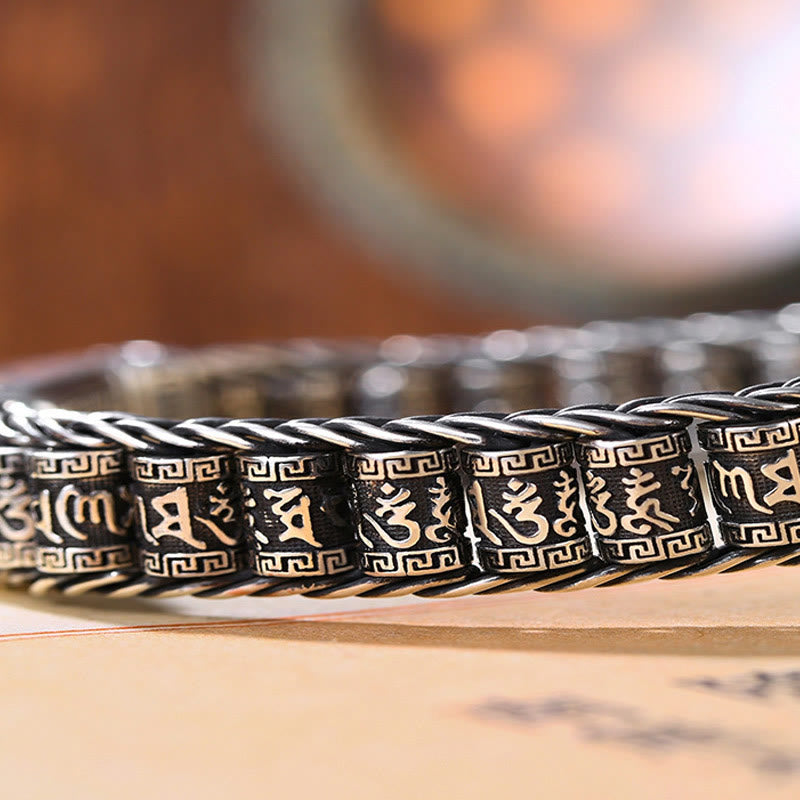 Tibetan Copper Buckle Om Mani Padme Hum Turntable Rotatable Peace Metal Bracelet