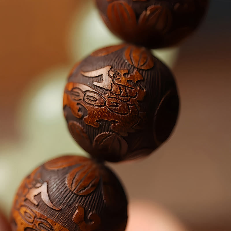 Sappan Wood Engraving Pixiu Fu Character Cure Bracelet
