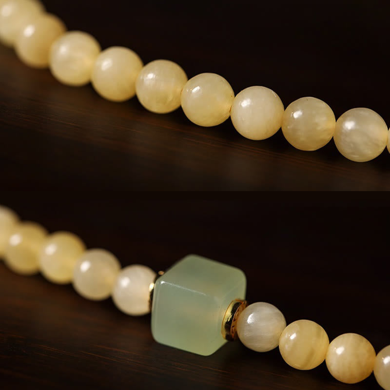 Topaz Beads Jade Cube Double Circle Wealth Bracelet