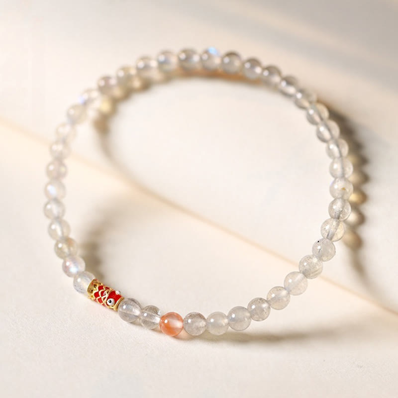 Ultra-Thin Moonstone Koi Fish Healing Bracelet