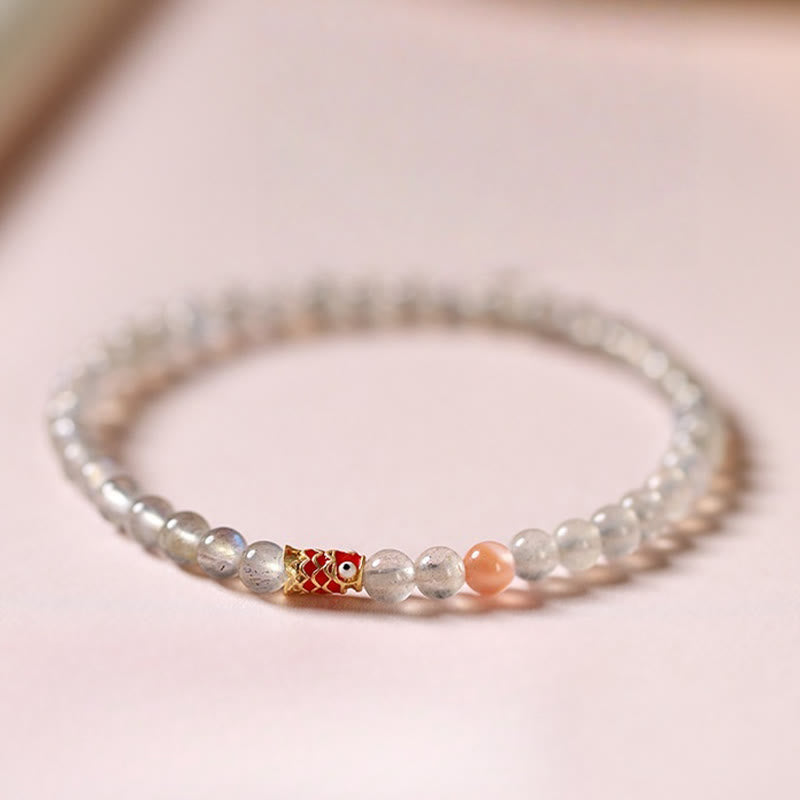 Ultra-Thin Moonstone Koi Fish Healing Bracelet
