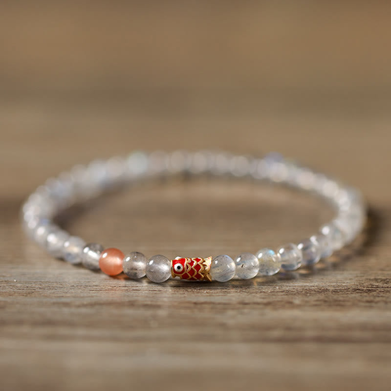 Ultra-Thin Moonstone Koi Fish Healing Bracelet