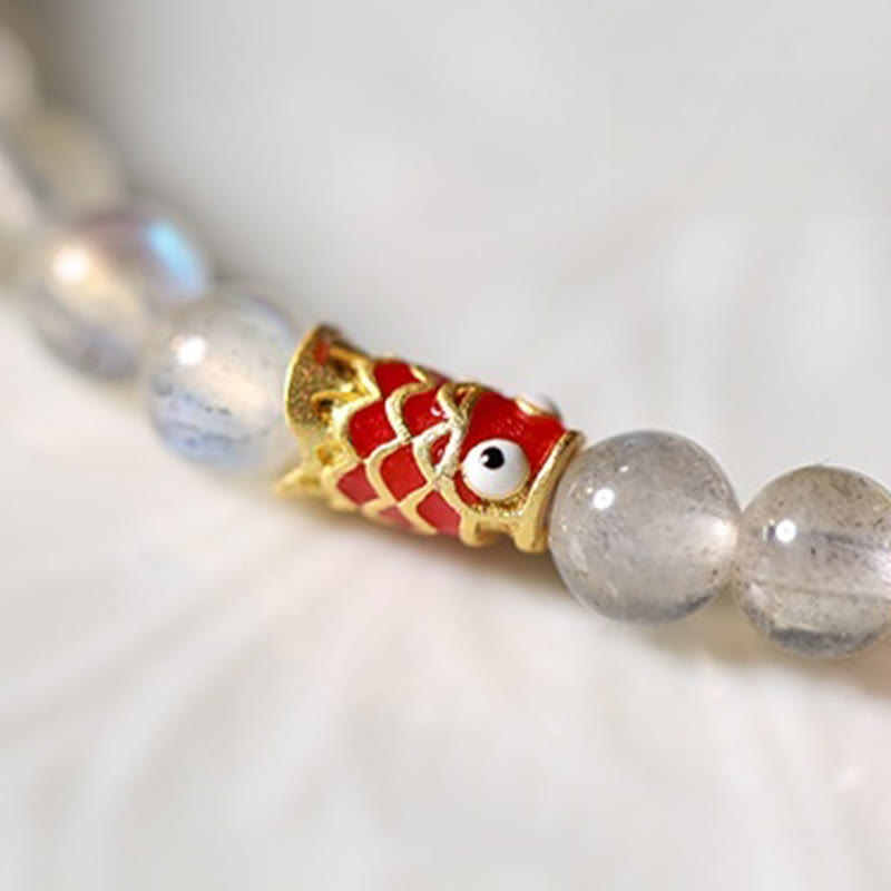Ultra-Thin Moonstone Koi Fish Healing Bracelet