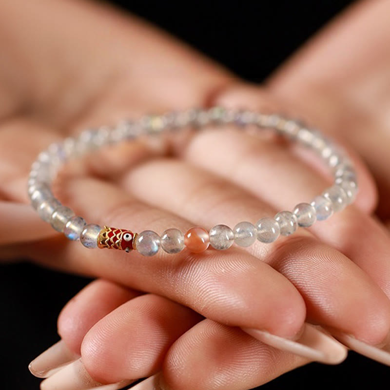 Ultra-Thin Moonstone Koi Fish Healing Bracelet
