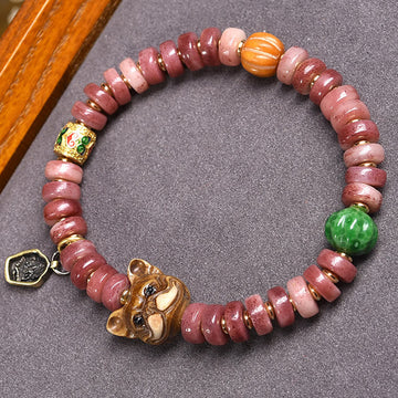 Handcrafted Tibetan Camel Bone and Copper Purple Blood Bead Bracelet
