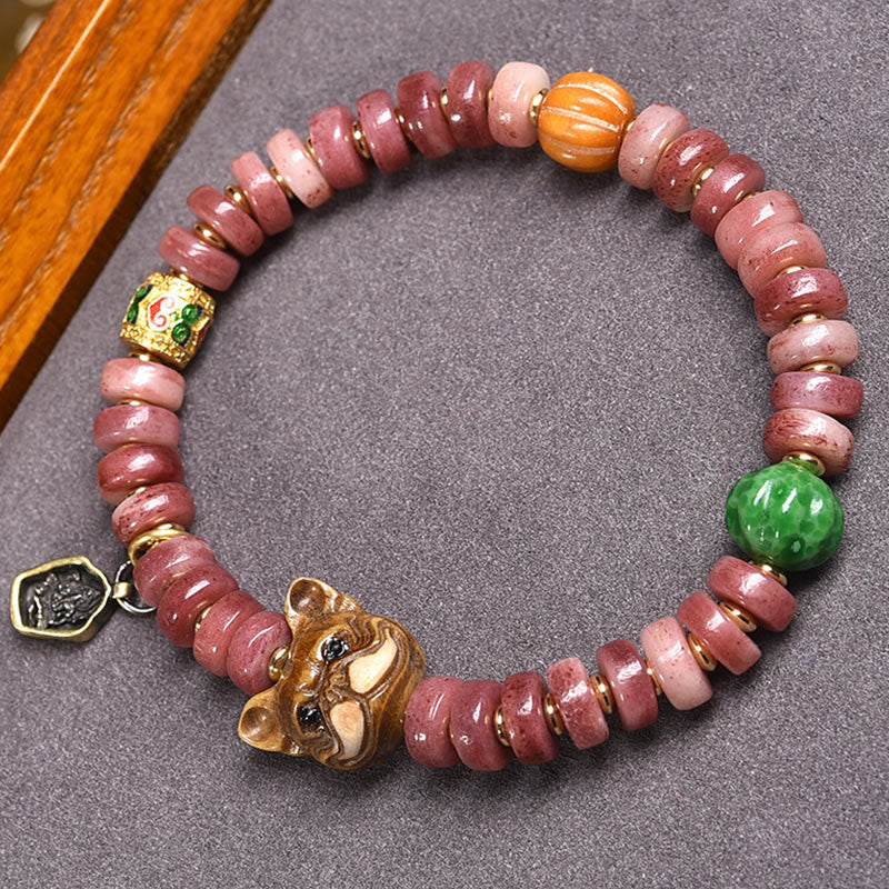 Handcrafted Tibetan Camel Bone and Copper Purple Blood Bead Bracelet