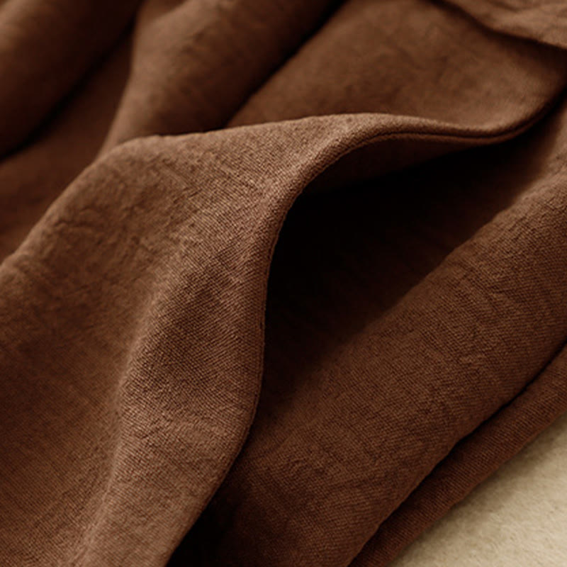 Causal Ethnic Simple Drawstring Design Women's Wide Leg Cropped Pants With Pockets