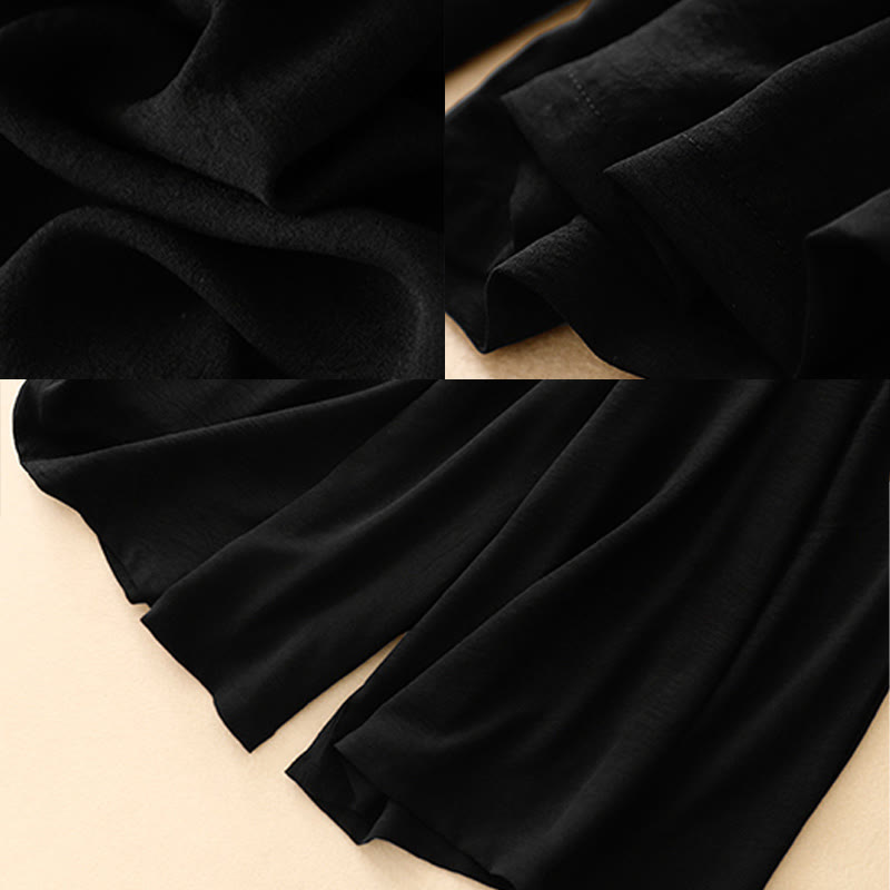 Causal Ethnic Simple Drawstring Design Women's Wide Leg Cropped Pants With Pockets