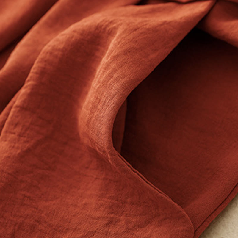 Causal Ethnic Simple Drawstring Design Women's Wide Leg Cropped Pants With Pockets